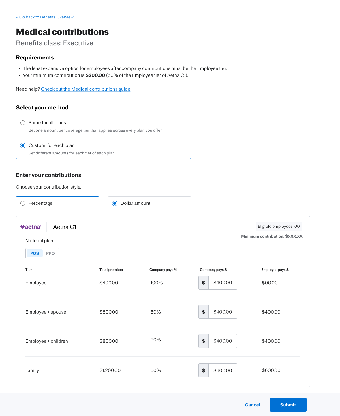 Setting Contributions Visual Example 